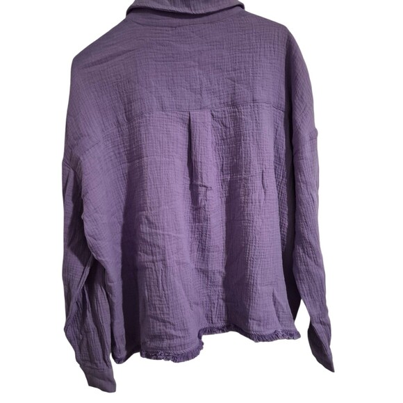 NEW EE:SOME S Gauzy Boxy Top Purple Button Down Lagon Coastal Beachy Vacation - Picture 2 of 7